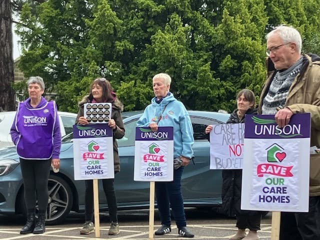 Protesters gather at County Council HQ in opposition to feared closure of eight care homes